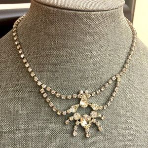 Vintage 70s Prong Set Rhinestoned Choker Necklace